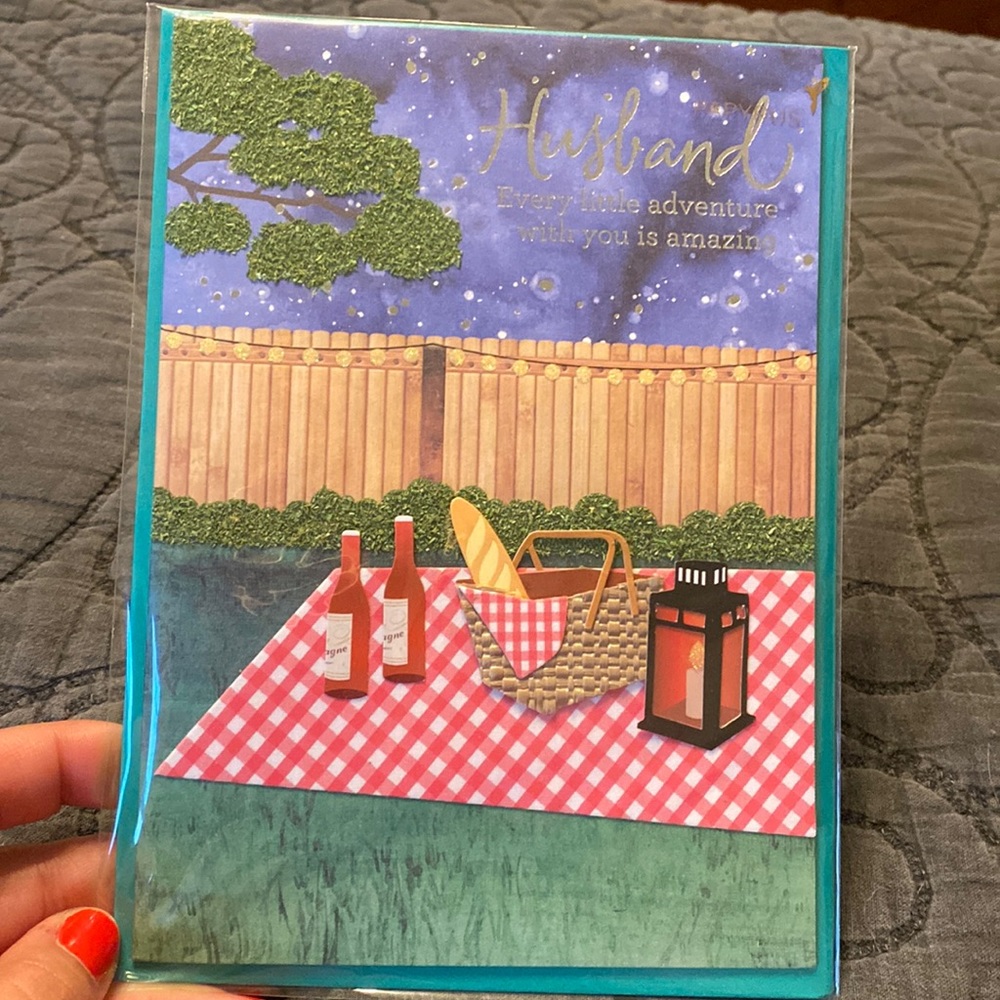 NWT PAPYRUS Husband Anniversary Card Backyard Picnic